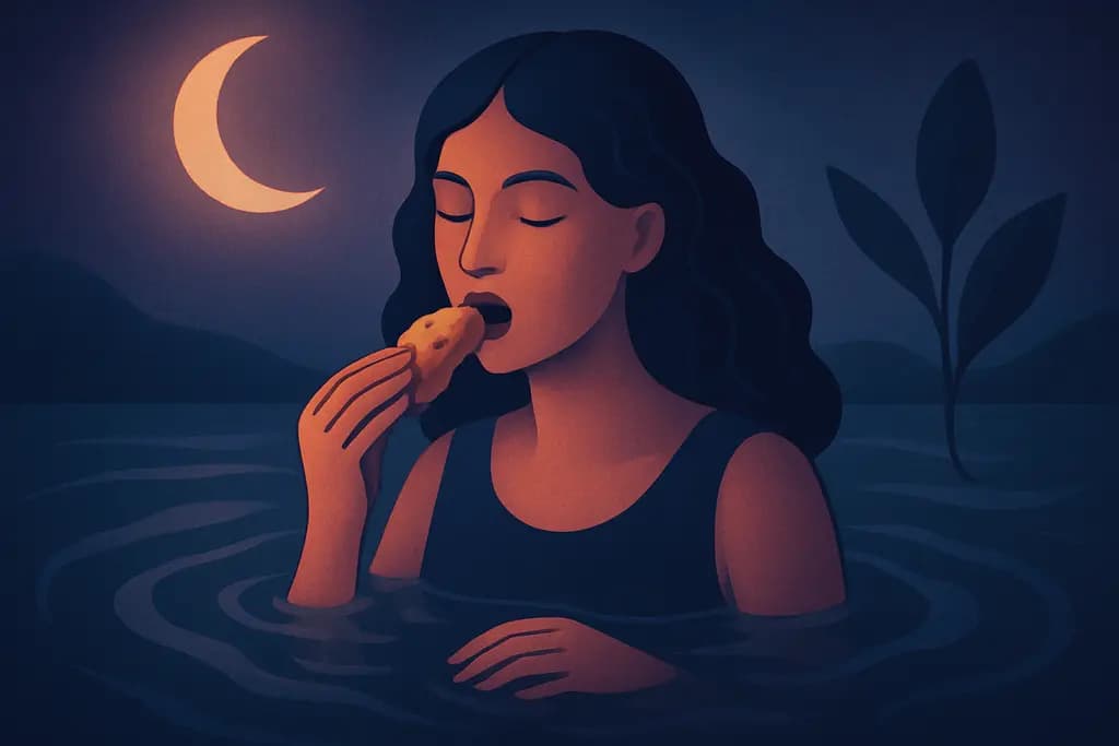 Dream illustration: eating unknown food in water