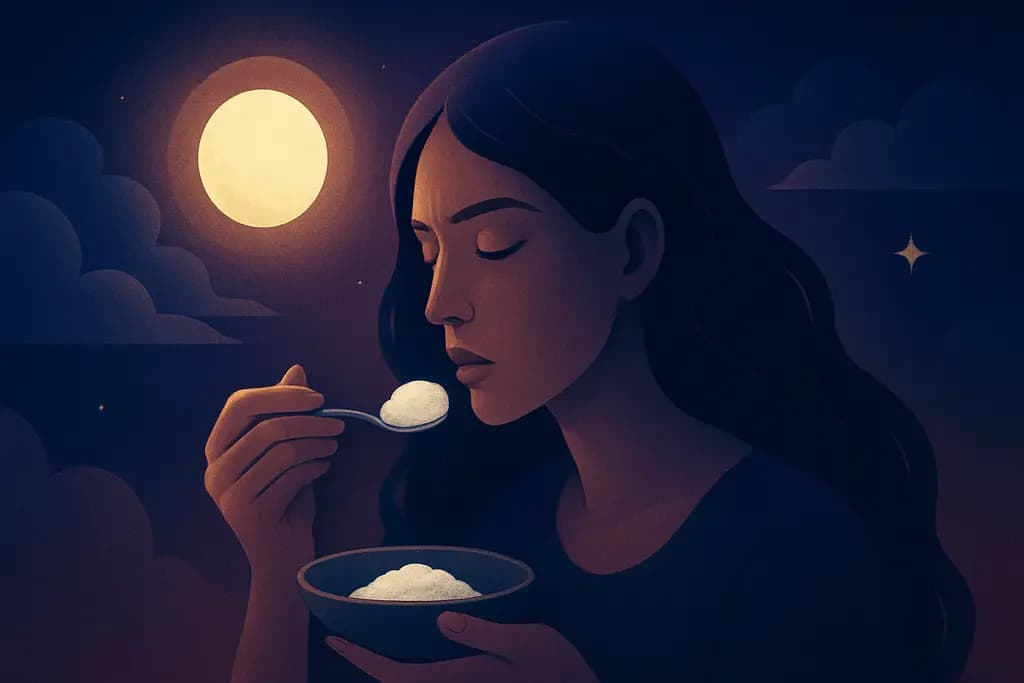 Dream illustration: eating unknown white food in dream