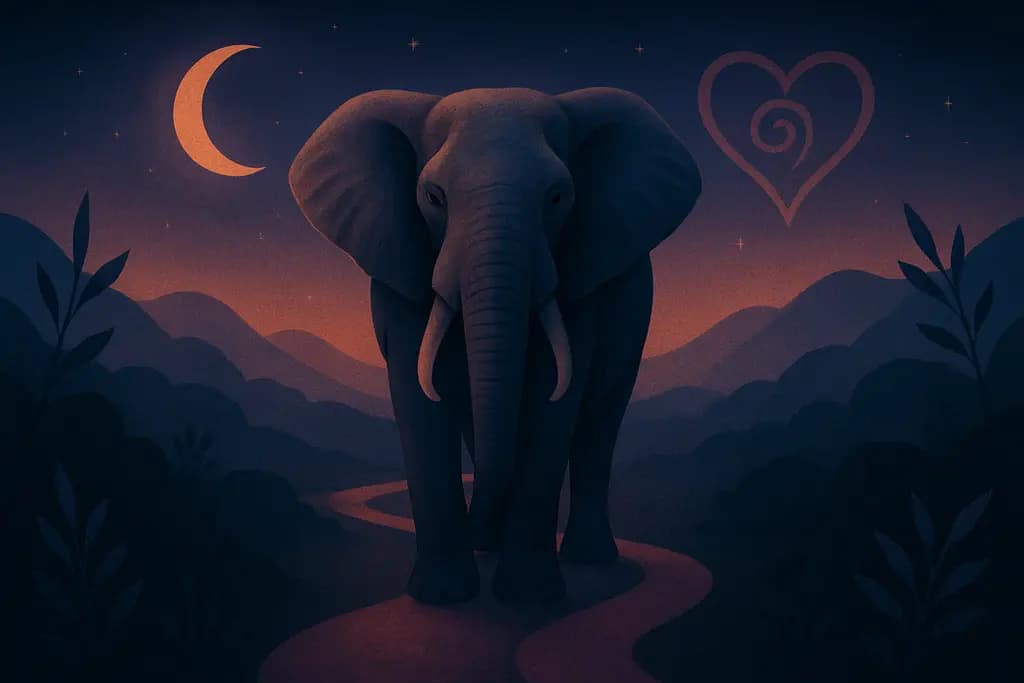 Dream illustration: Elephant blocking a path