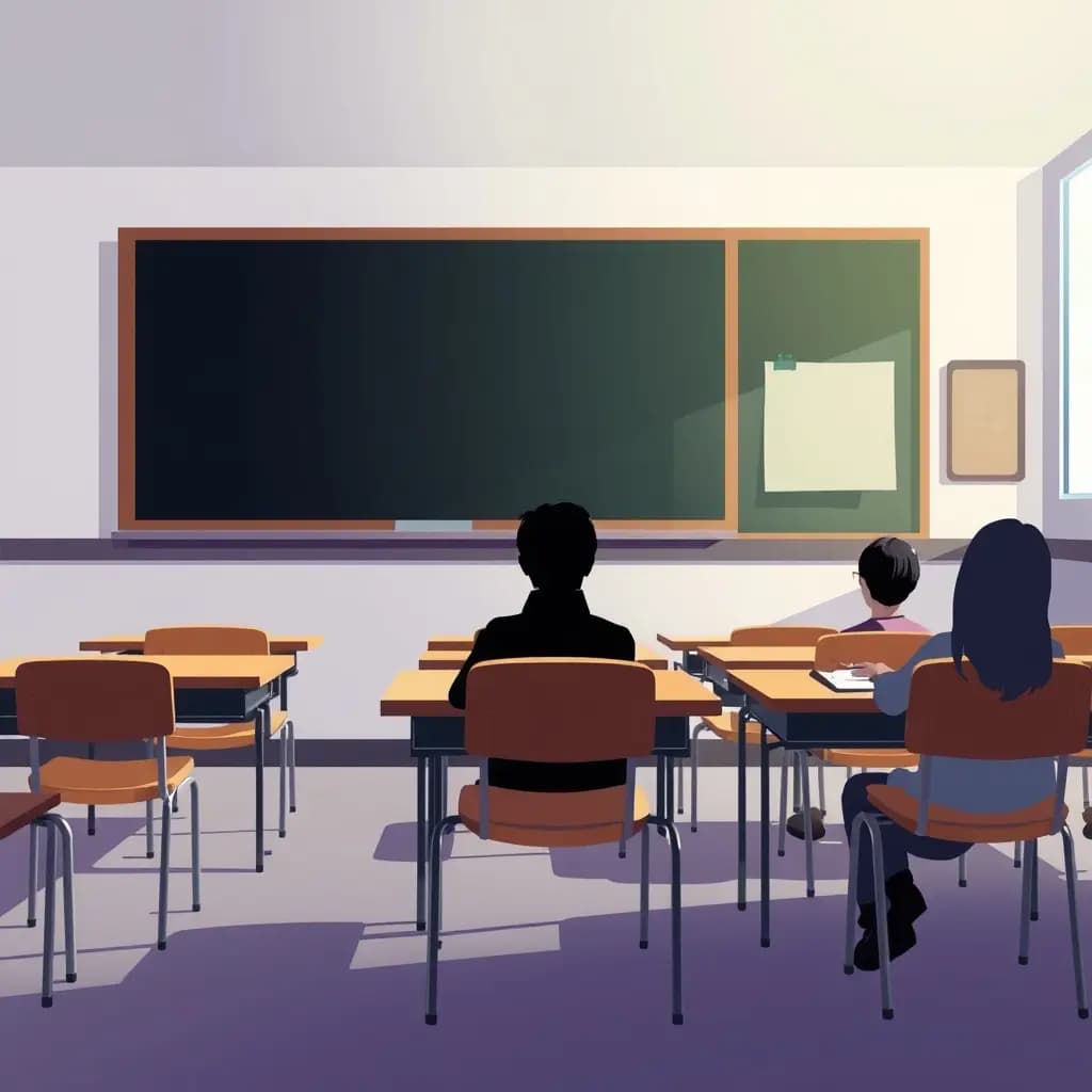 Dream illustration: Empty classroom at roll call