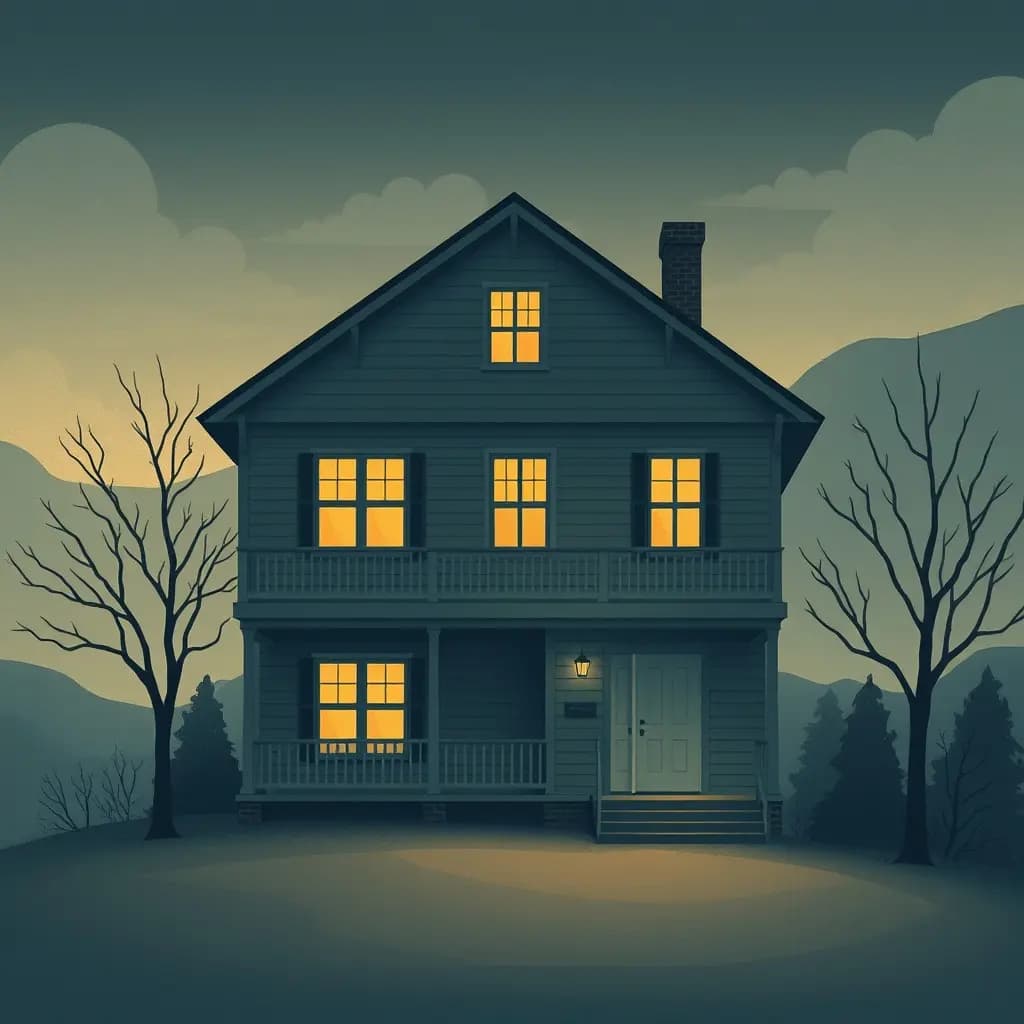 Dream illustration: Empty, echoing house with lights on