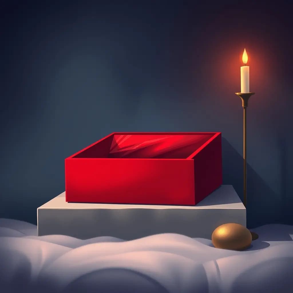 Dream illustration: Empty Red Box With Velvet Lining