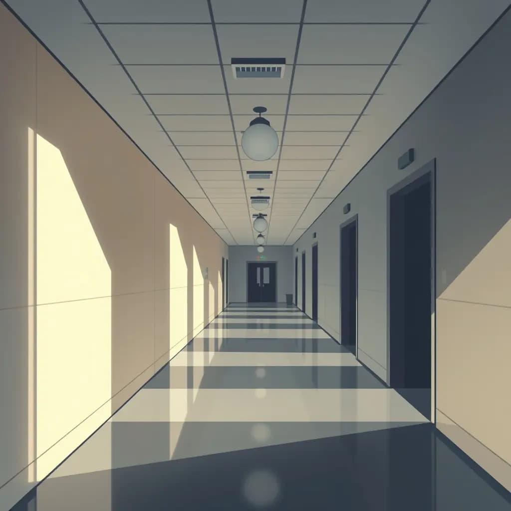 Dream illustration: Empty school hallway