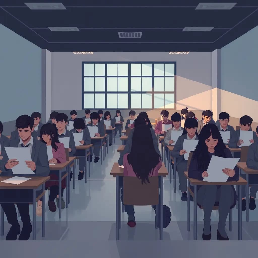 Dream illustration: Exam hall full of strangers