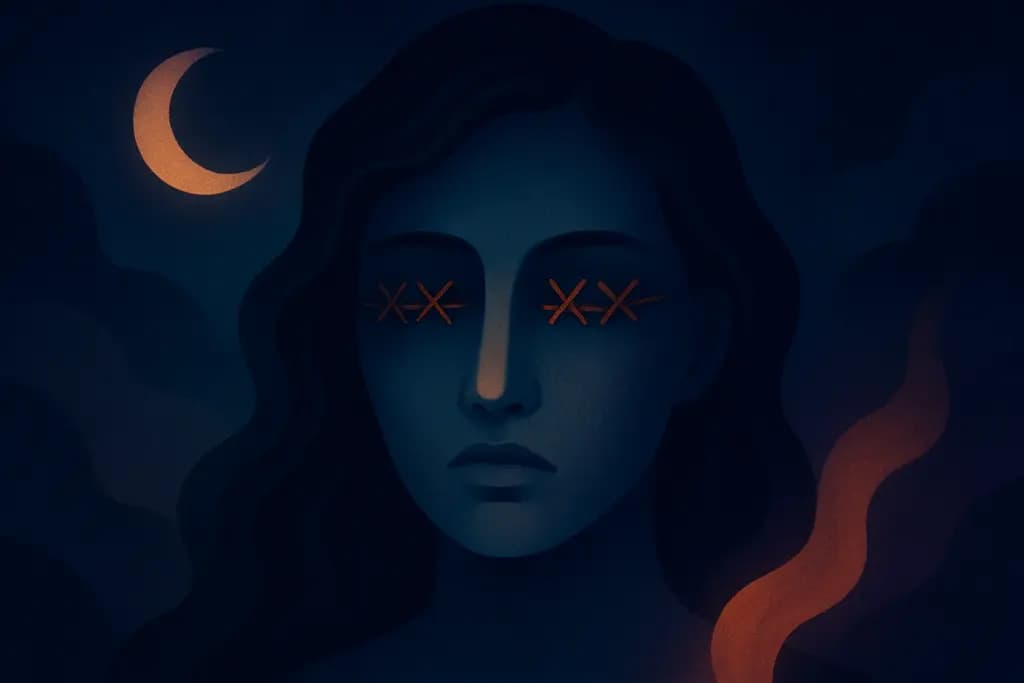 Dream illustration: Eyes stitched shut