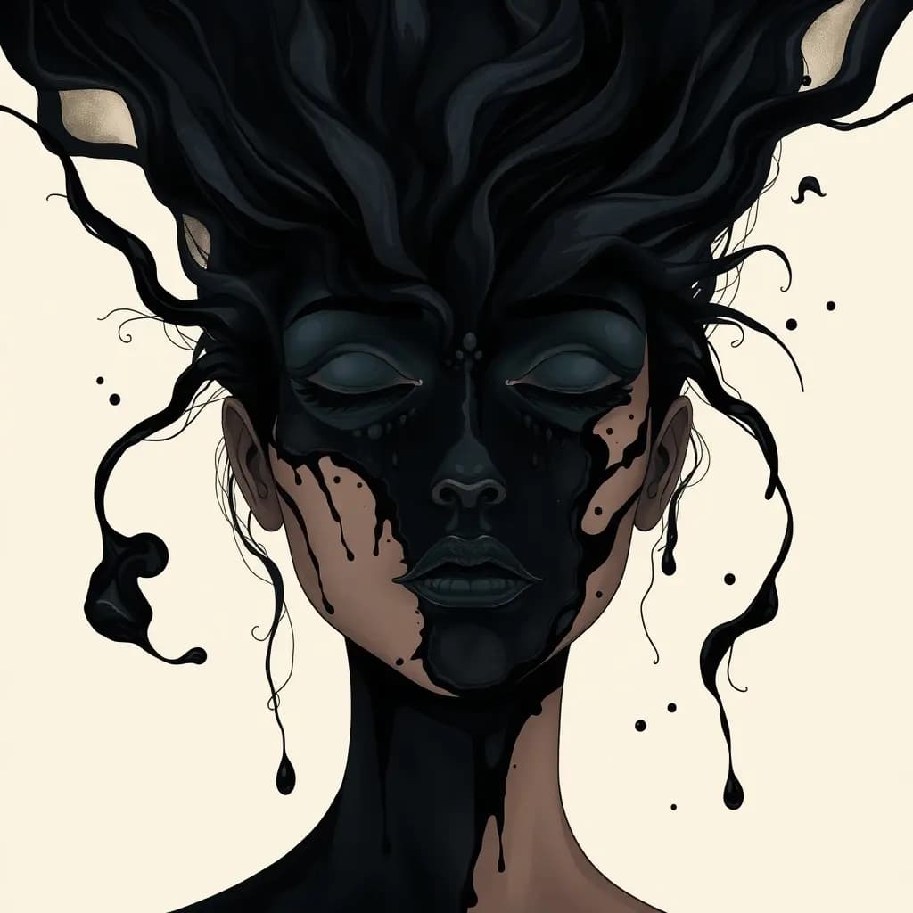 Dream illustration: Face covered in ink
