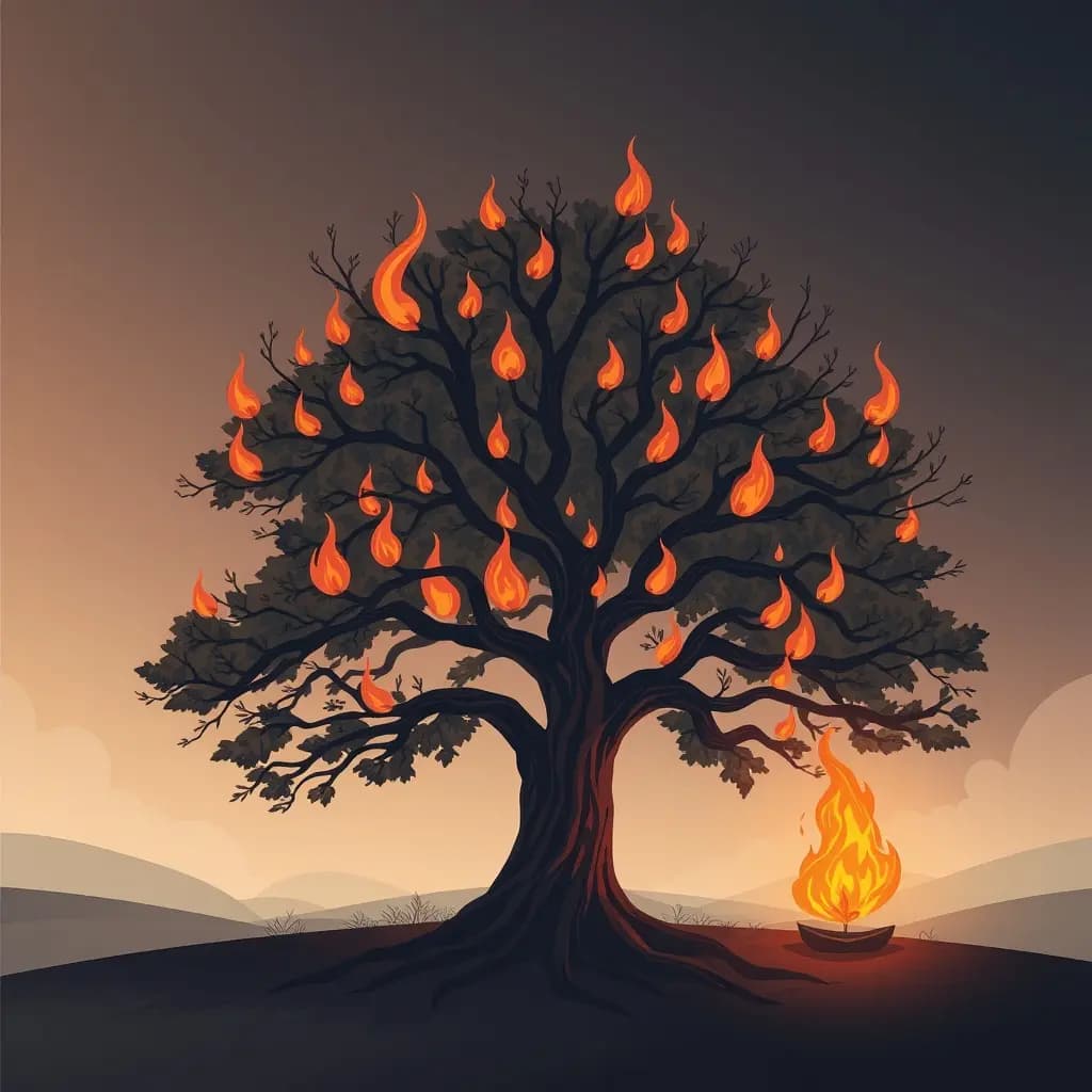 Dream illustration: Family tree burning