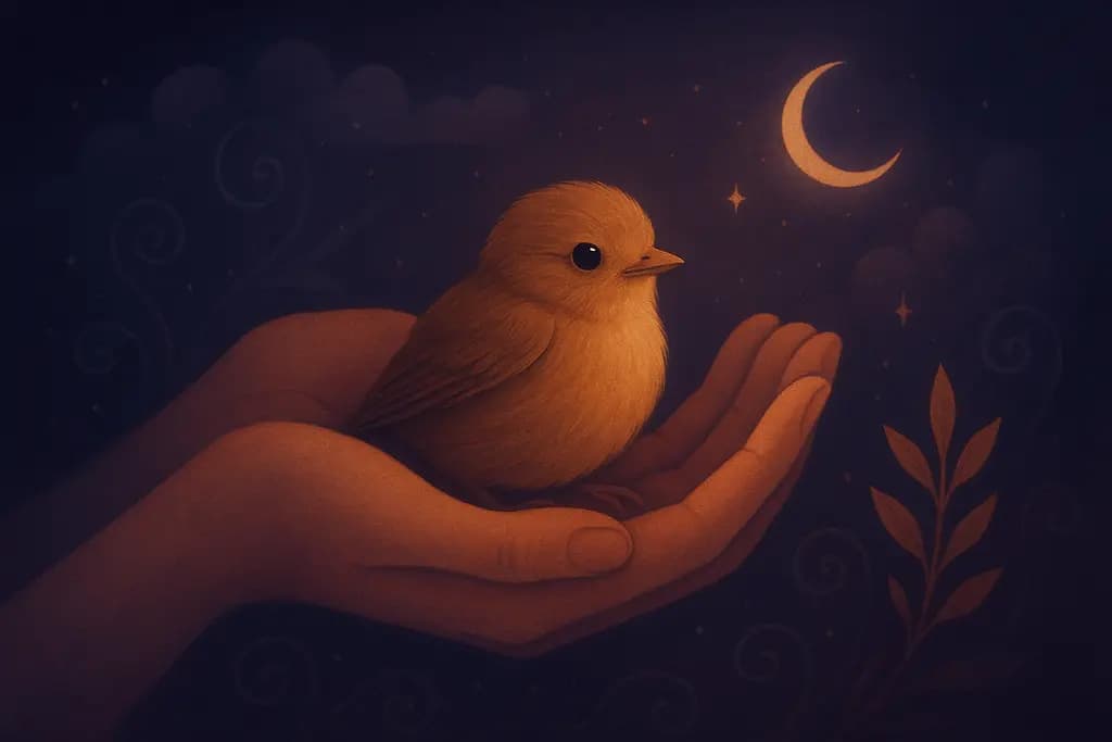 Dream illustration: Finding a baby bird in your hands