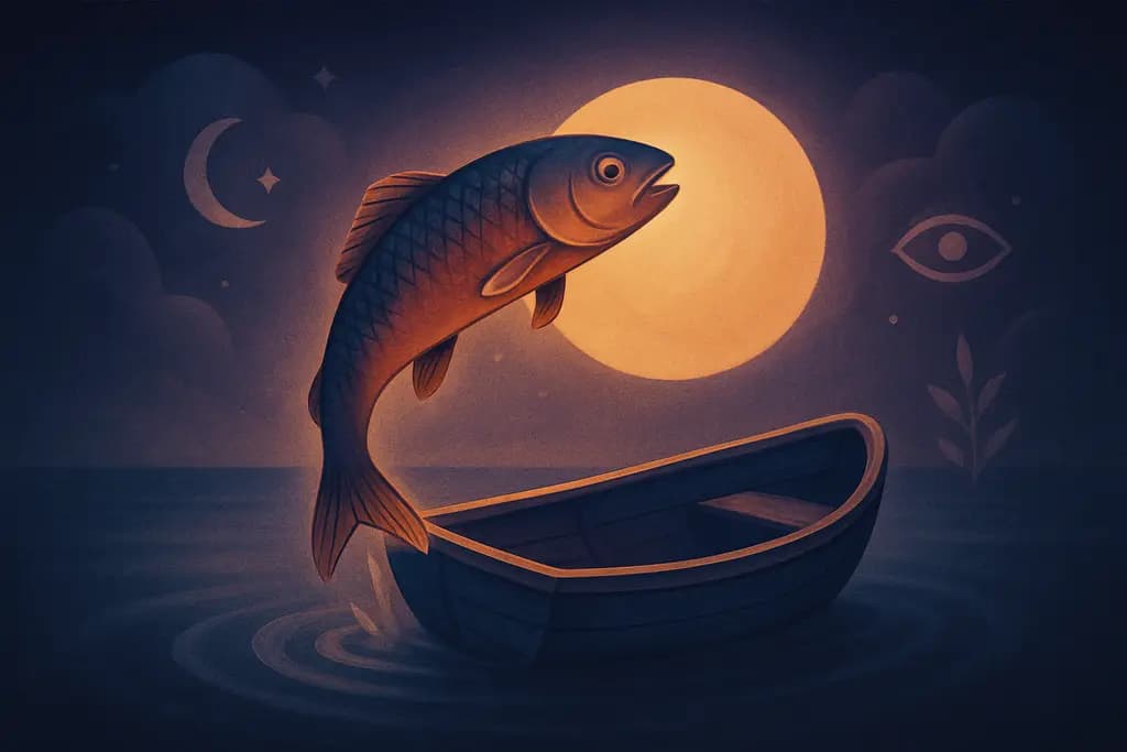 Dream illustration: Fish jumping into a boat