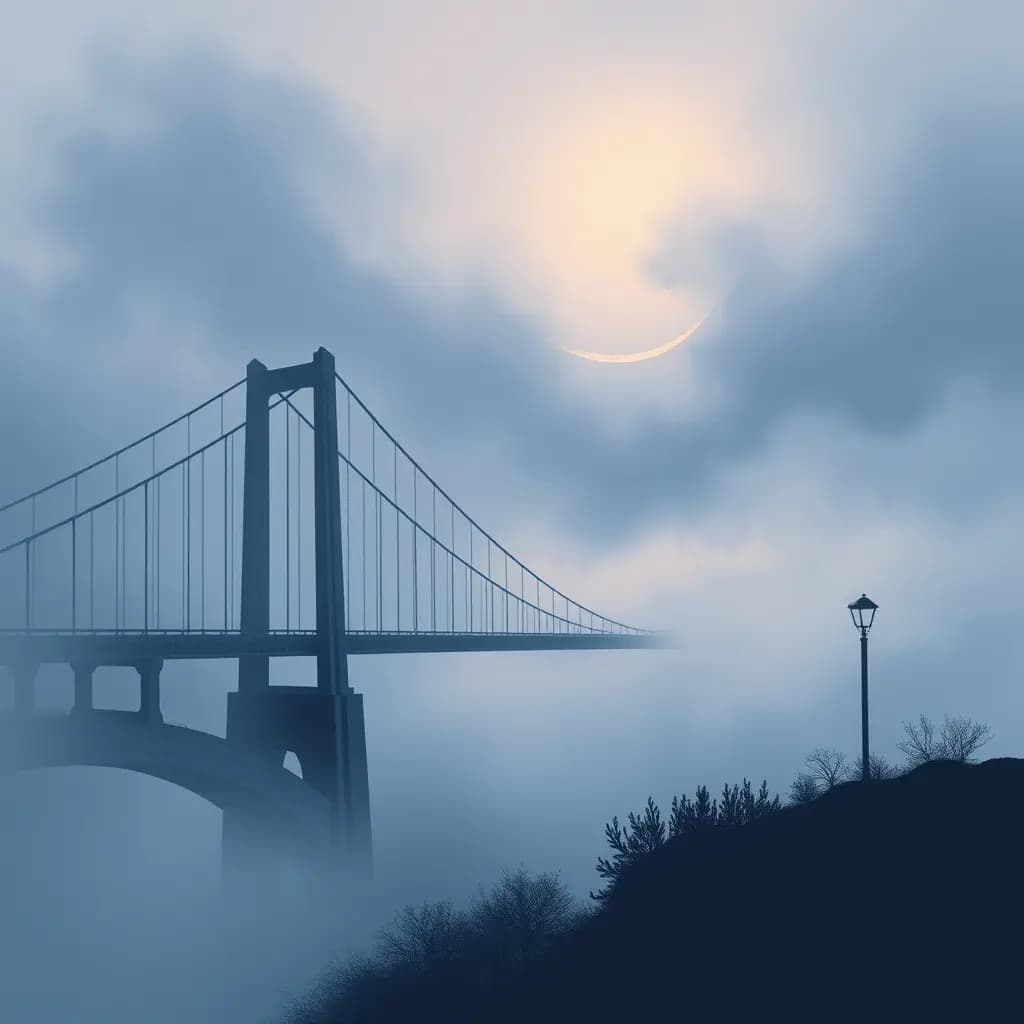 Dream illustration: Fog swallowing a bridge