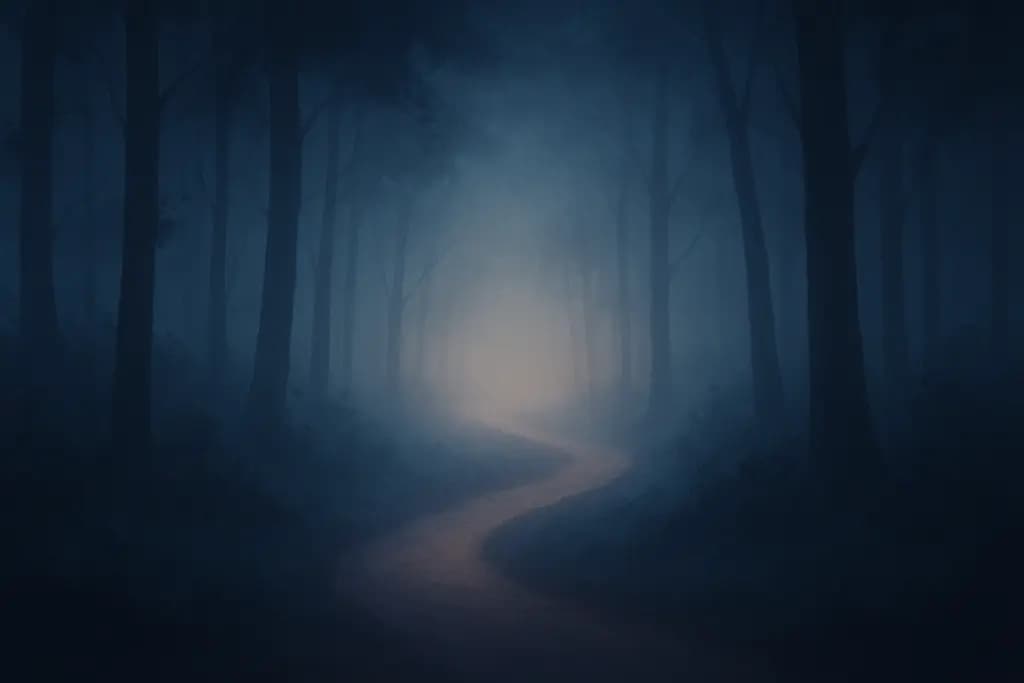 Dream illustration: Foggy forest path
