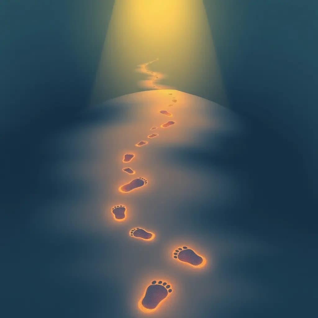 Dream illustration: Following footprints that vanish