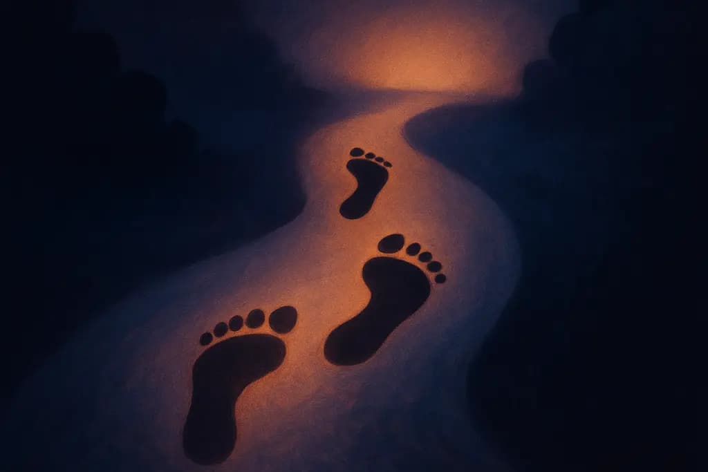 Dream illustration: footsteps with no one visible dream meaning