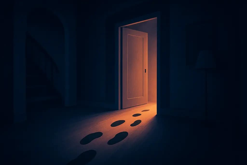 Dream illustration: footsteps with no one visible in house