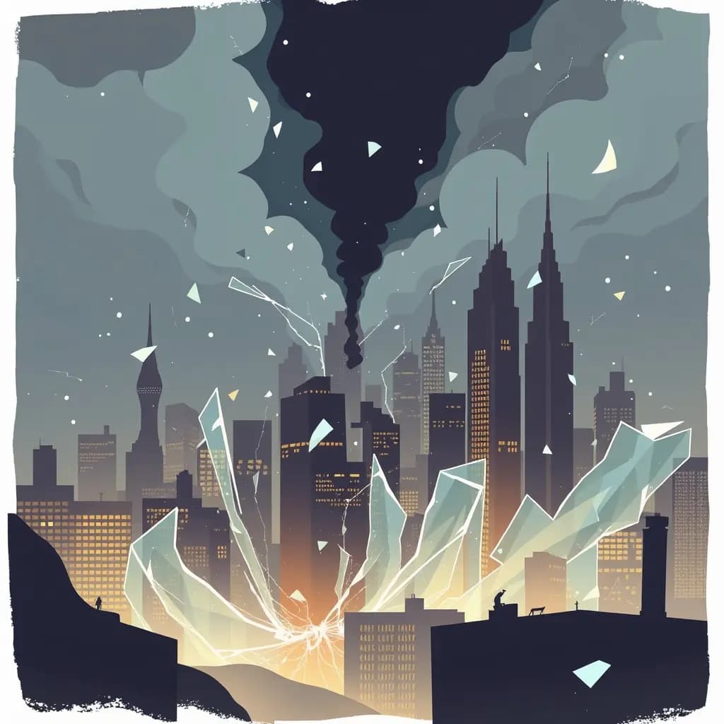 Dream illustration: Glass city shattering