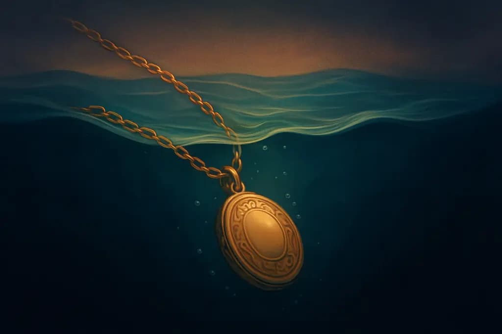 Dream illustration: gold heirloom necklace in water dream