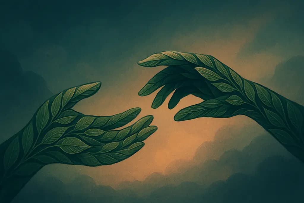 Dream illustration: Hands Made of Leaves