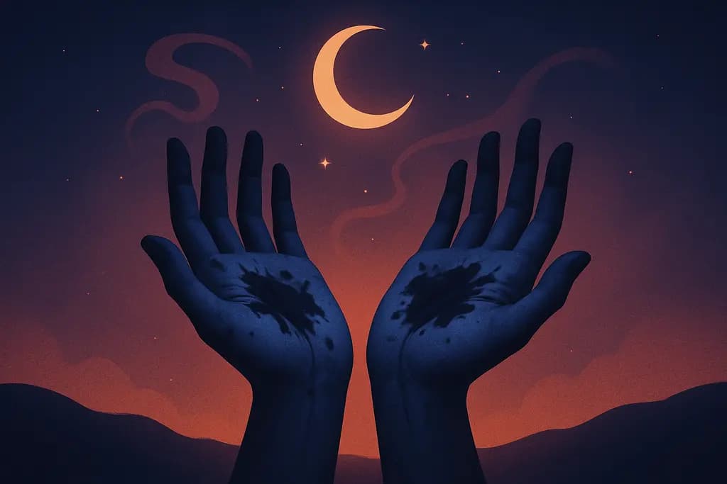 Dream illustration: Hands stained with ink in a dream