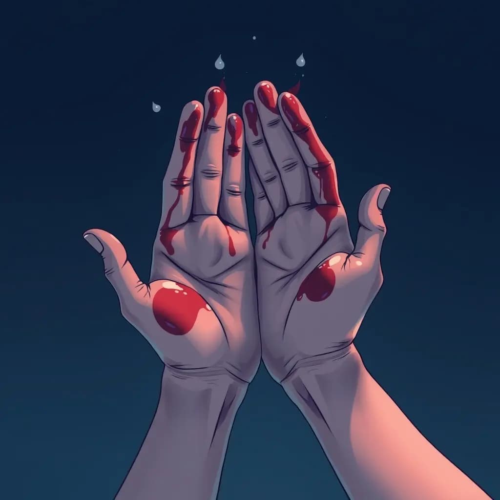 Dream illustration: Hands stained with paint that won't wash
