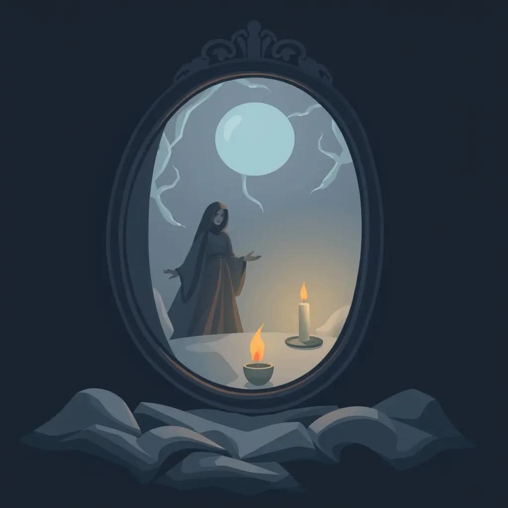 Dream illustration: Haunted mirror shows past