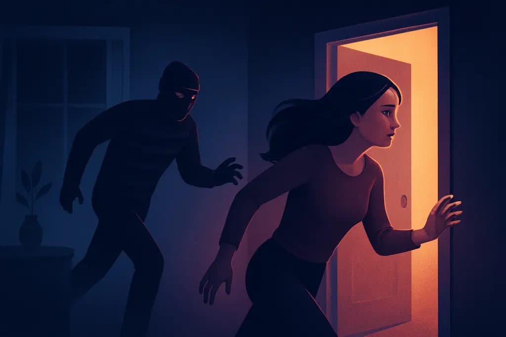 Dream illustration: home burglary dream where burglar chases me