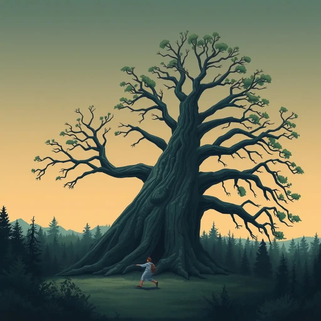 Dream illustration: Huge tree falling