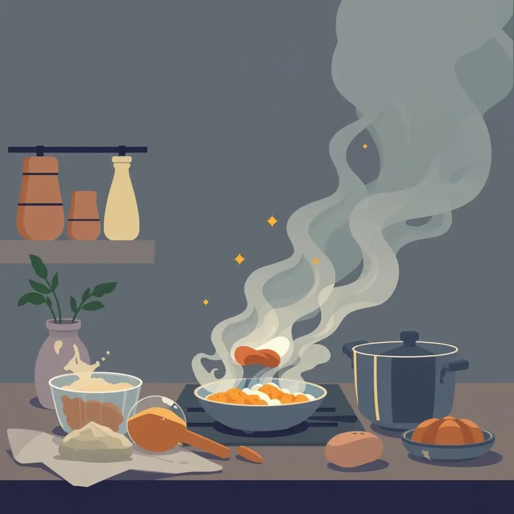 Dream illustration: Ingredients disappearing while cooking