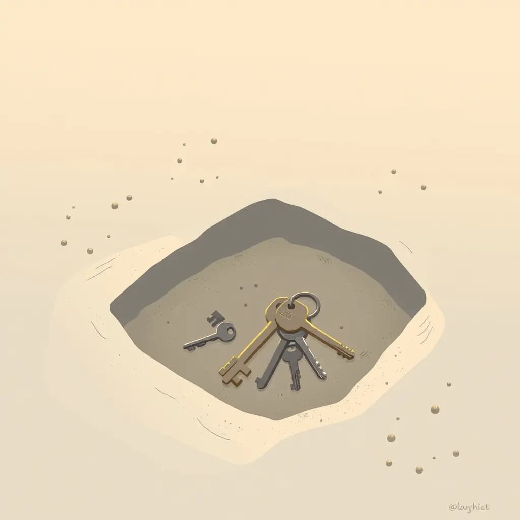 Dream illustration: Keys buried in a sandbox