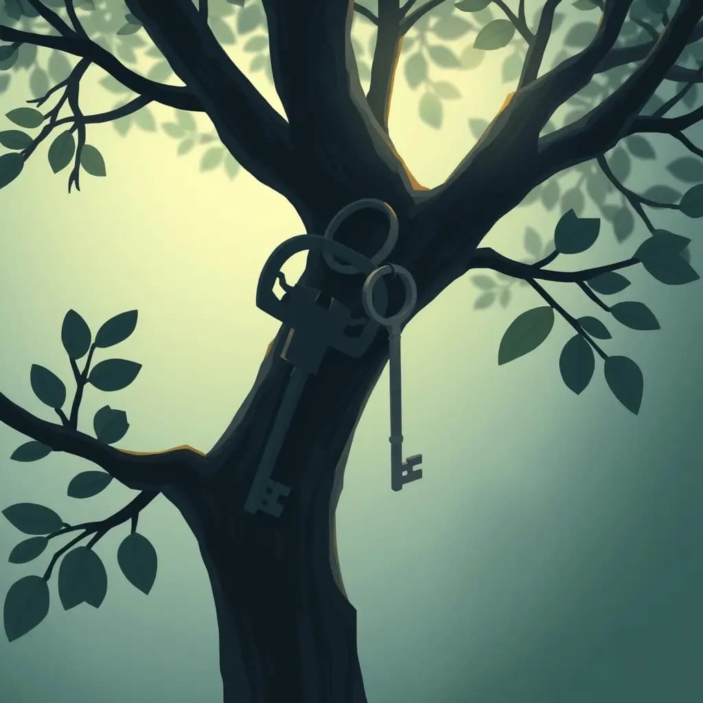 Dream illustration: Keys stuck in a tree