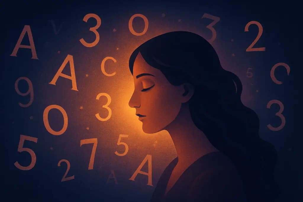 Dream illustration: Letters or numbers appearing repeatedly (but not specific sequences)