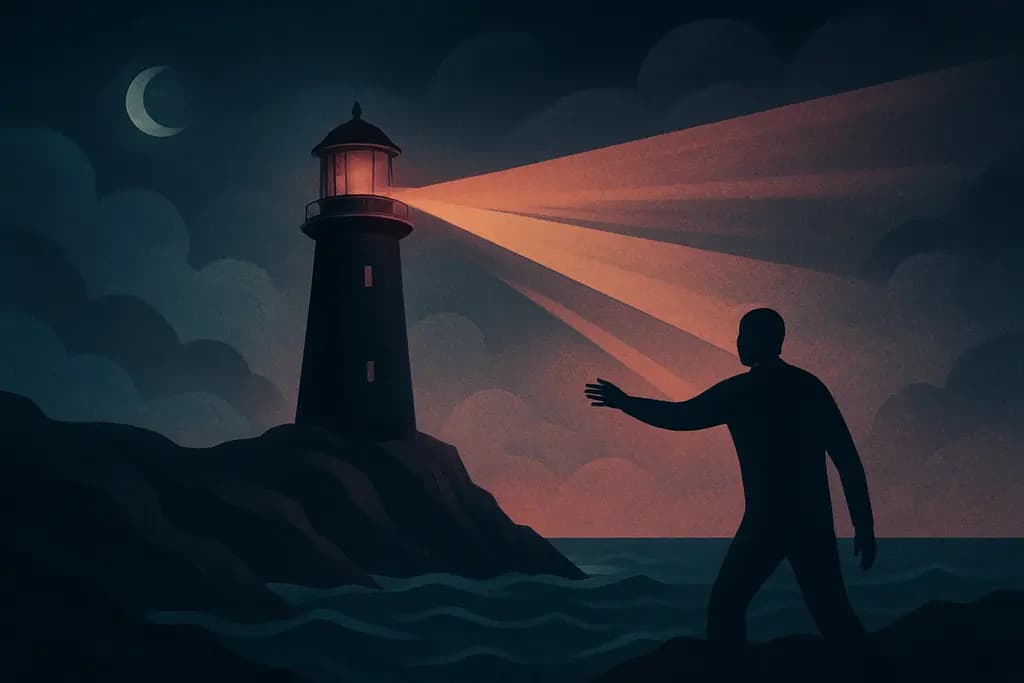 Dream illustration: lighthouse whose light goes out attacking me