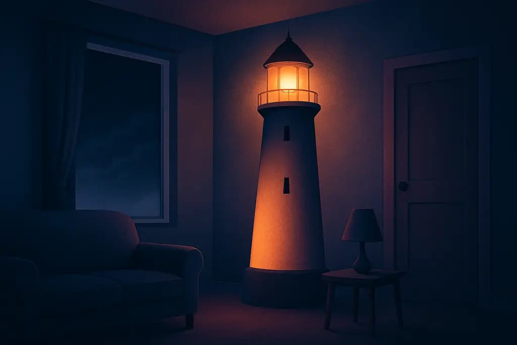 Dream illustration: lighthouse whose light goes out in my house
