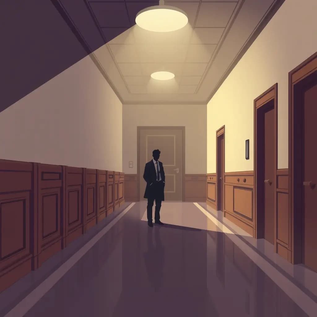 Dream illustration: Locked in courtroom hallway