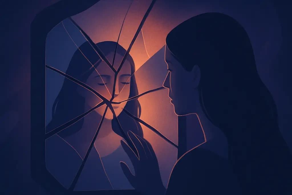 Dream illustration: Looking into a broken mirror
