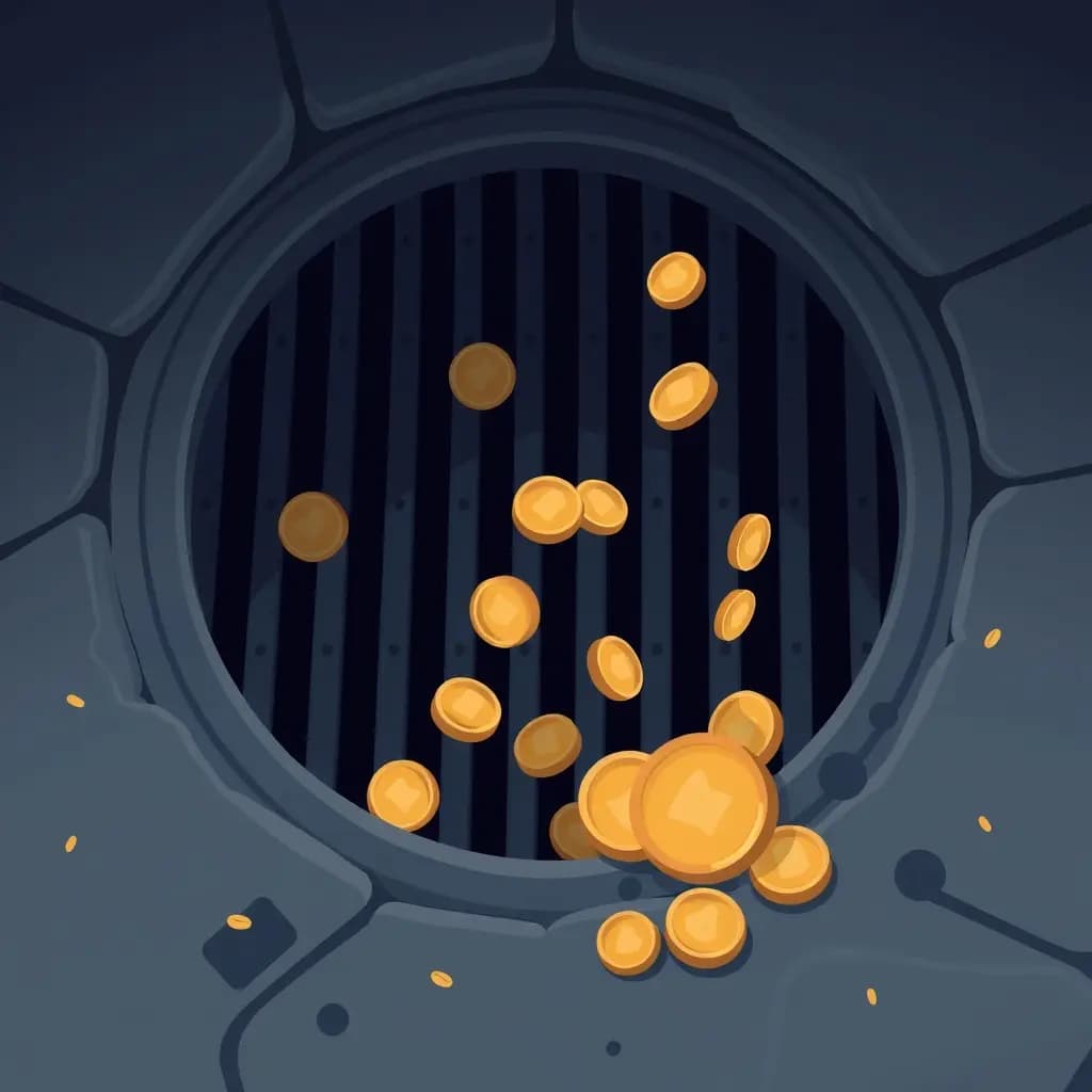 Dream illustration: Losing coins down a grate