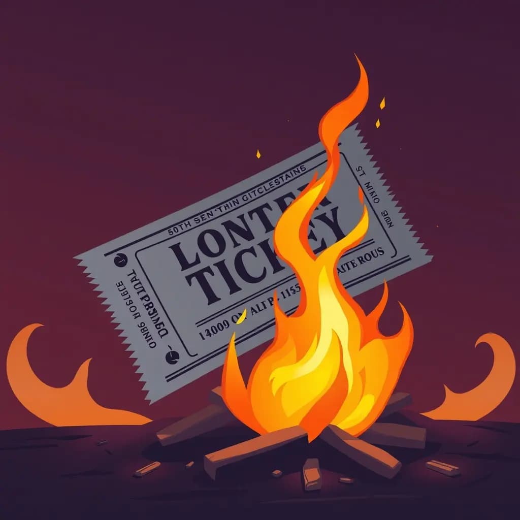 Dream illustration: Lottery ticket set on fire