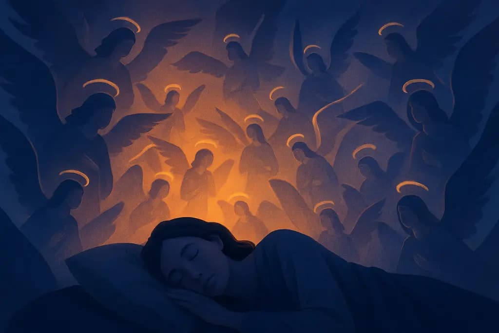 Dream illustration: many angels appearing in dream