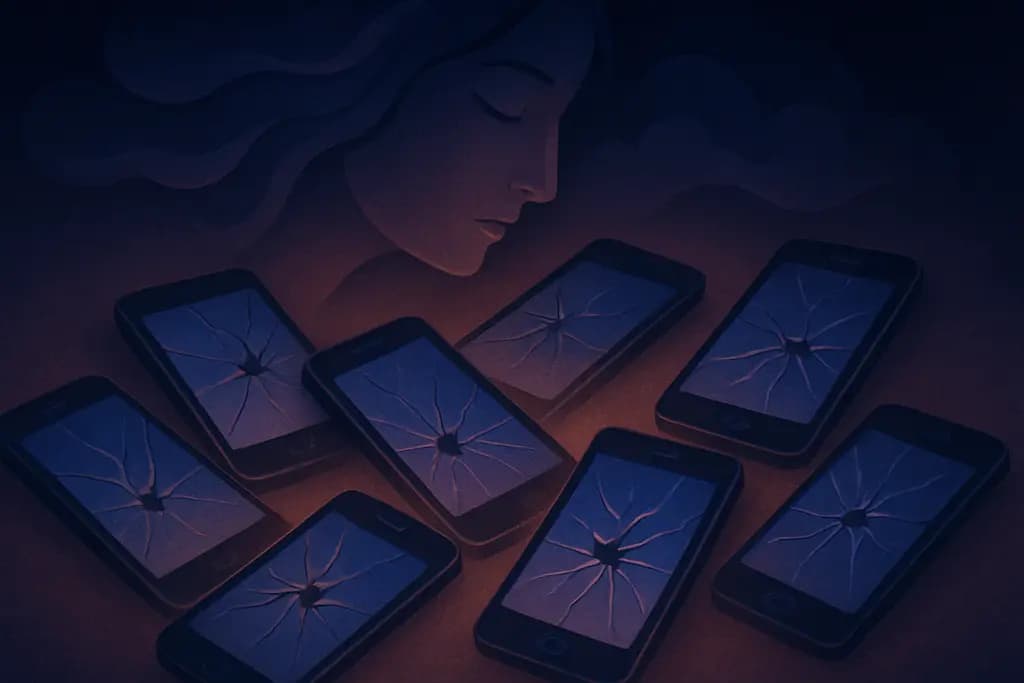 Dream illustration: many broken phones in dream meaning