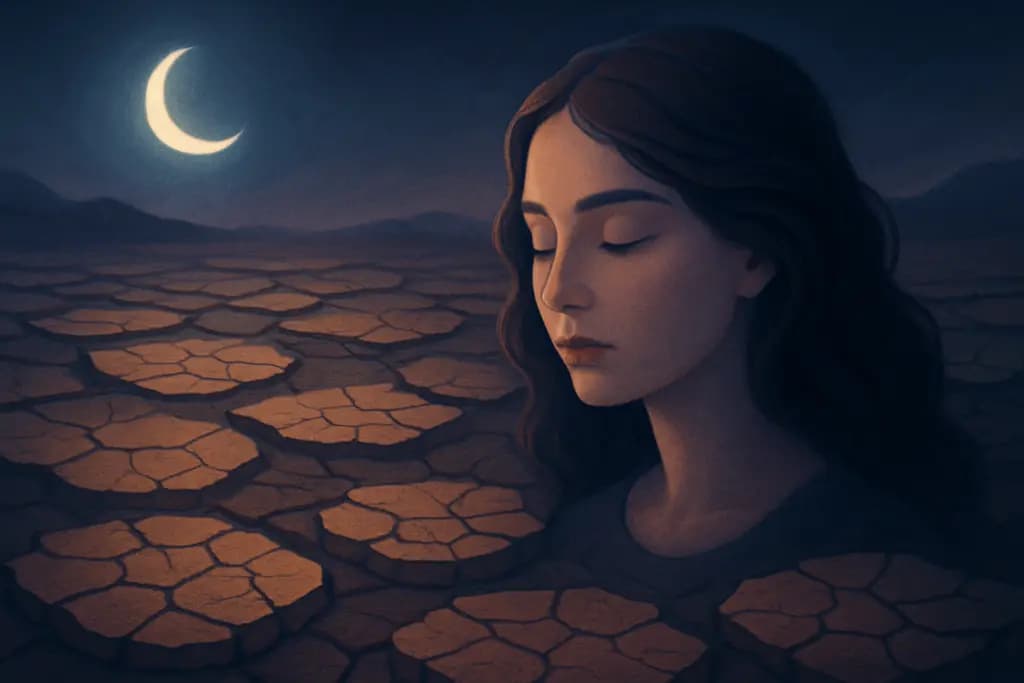 Dream illustration: many dry cracked earth patches dream