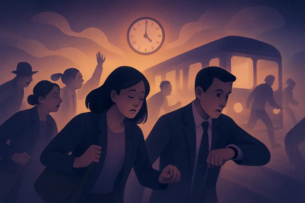 Dream illustration: many people being late for work dream