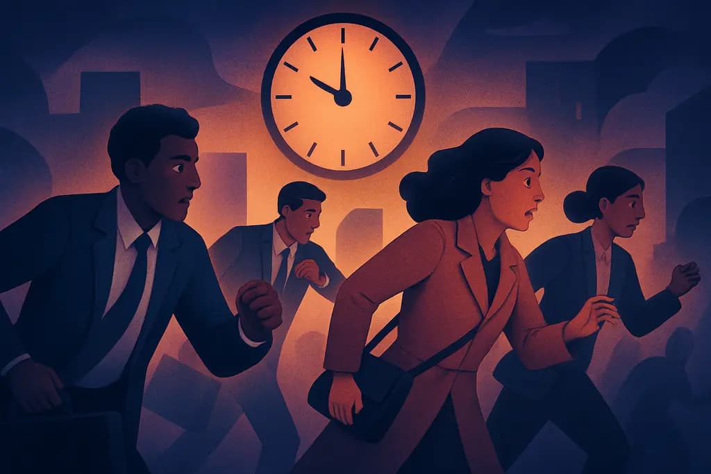 Dream illustration: many people being late to work dream