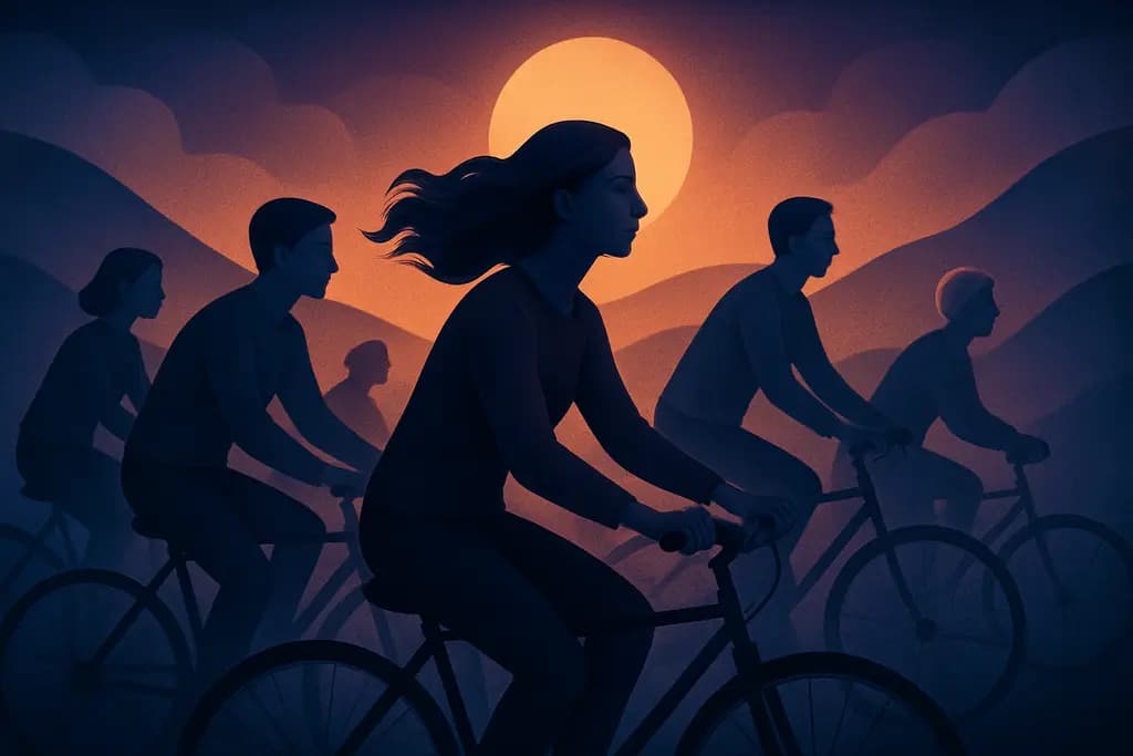 Dream illustration: many Riding a Bike