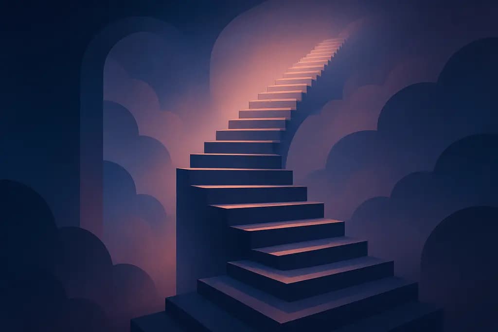 Dream illustration: many staircases stretch as you climb dream