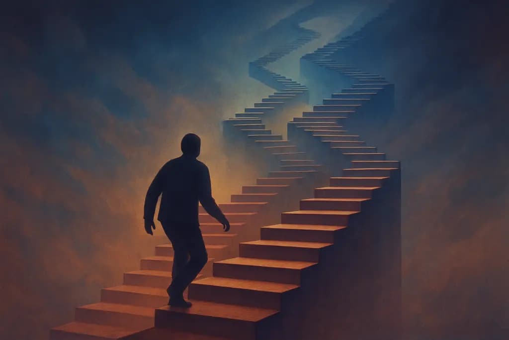 Dream illustration: many staircases stretch as you climb