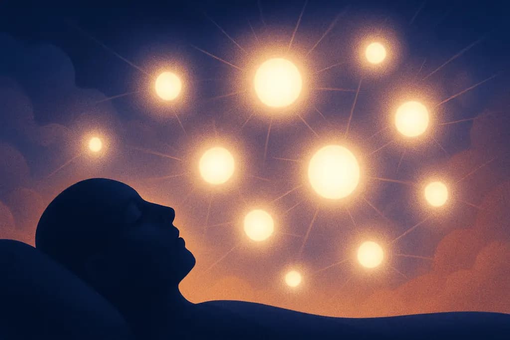 Dream illustration: many sudden blinding white lights in dream