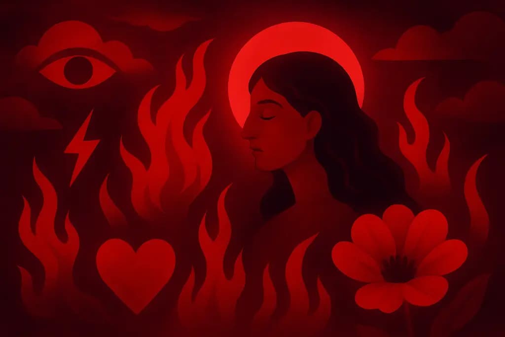 Dream illustration: many vivid red all around in my dream