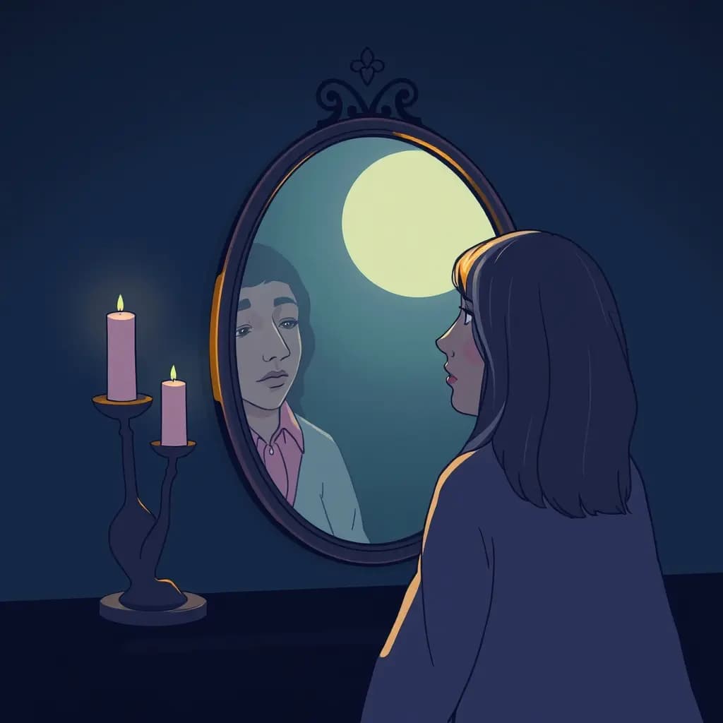 Dream illustration: Mirror reflecting a different face
