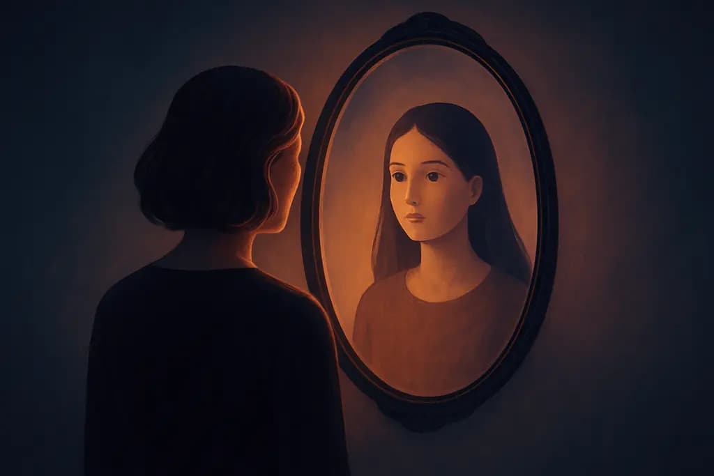 Dream illustration: Mirror showing an older or younger you