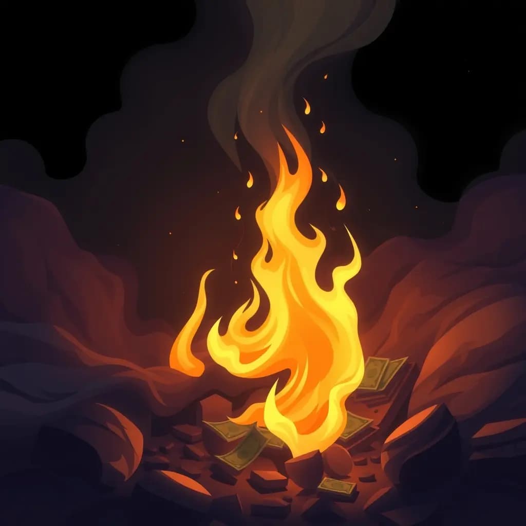 Dream illustration: Money burning