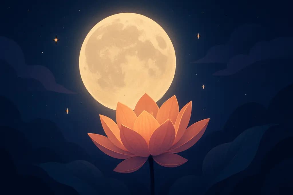 Dream illustration: Moon and Lotus Blooming